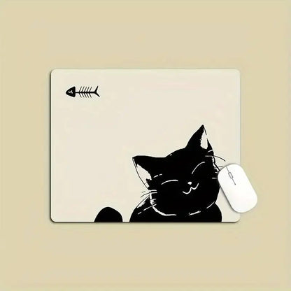 Black Cat Mousepad Small Office Computer Desk Mat Table Keyboard Big Mouse Pad Laptop Cushion Non-slip Deskpad Home Decor - petguardiansupplies