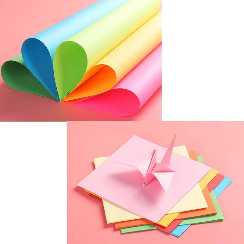 100pcs Origami Square Paper Double Sided Folding Lucky Wish Paper Crane Craft Paper DIY Arts Crafting Colorful Scrapbooking - petguardiansupplies