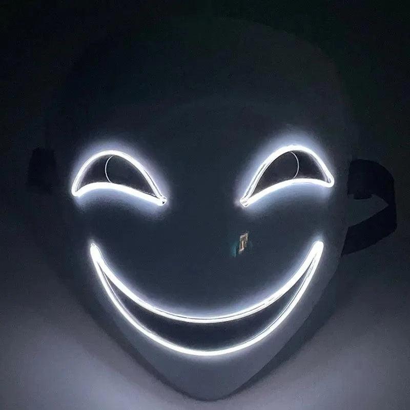 Led Light Pitch-dark Bullet Smiley Caterpillar Transparent Full Face Ghost Face Clown Black Covenant Witch Halloween Party Masks - petguardiansupplies