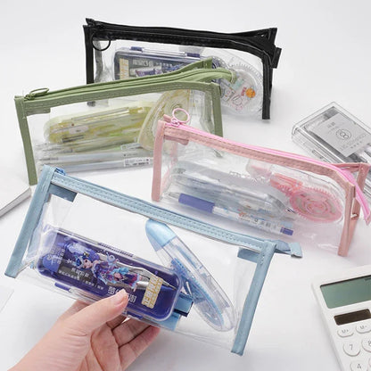 Transparent Pencil Case Kawaii Pen Large Capacity Bag Cosmetic Bag Back to School Supplies for Girls Kids Stationery Items Gifts - petguardiansupplies