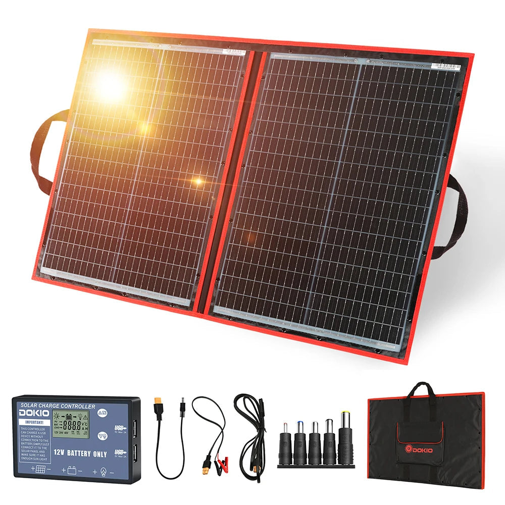 Dokio 18V 97W 150W 195W 295W Portable Foldable Solar Panel With 12V Controller Flexible Solar Panel For House Camping Travel - petguardiansupplies