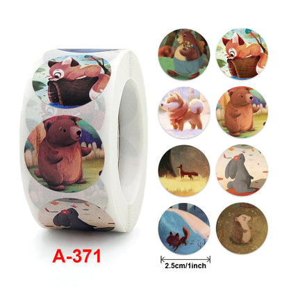 100-500 Pcs 1inch 2.5cm Sea Animal Stickers Roll Children's Toys Praise Reward Student Work Label Stationery Gift Sticker - petguardiansupplies