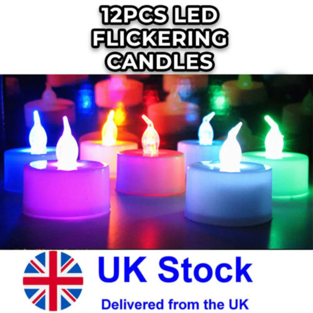 12 X LED Colour Changing Flickering Mood Tea Lights Flameless Battery Operated - petguardiansupplies