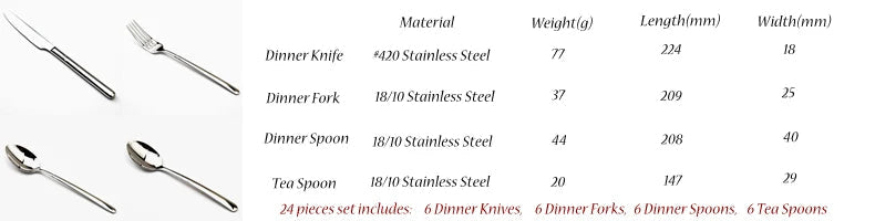 Cozy Zone Cutlery Set 24Pcs Stainless Steel Luxury Silverware Set Tableware Knives Forks Dining Dinner Set Western Restaurant - petguardiansupplies