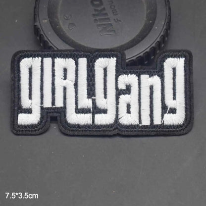 Pink Girl Gang Girlgang Letters Words Embroidery Punk Clothes Patch For Clothing Skirts Jeans Ironing Iron On Patch Applique - petguardiansupplies