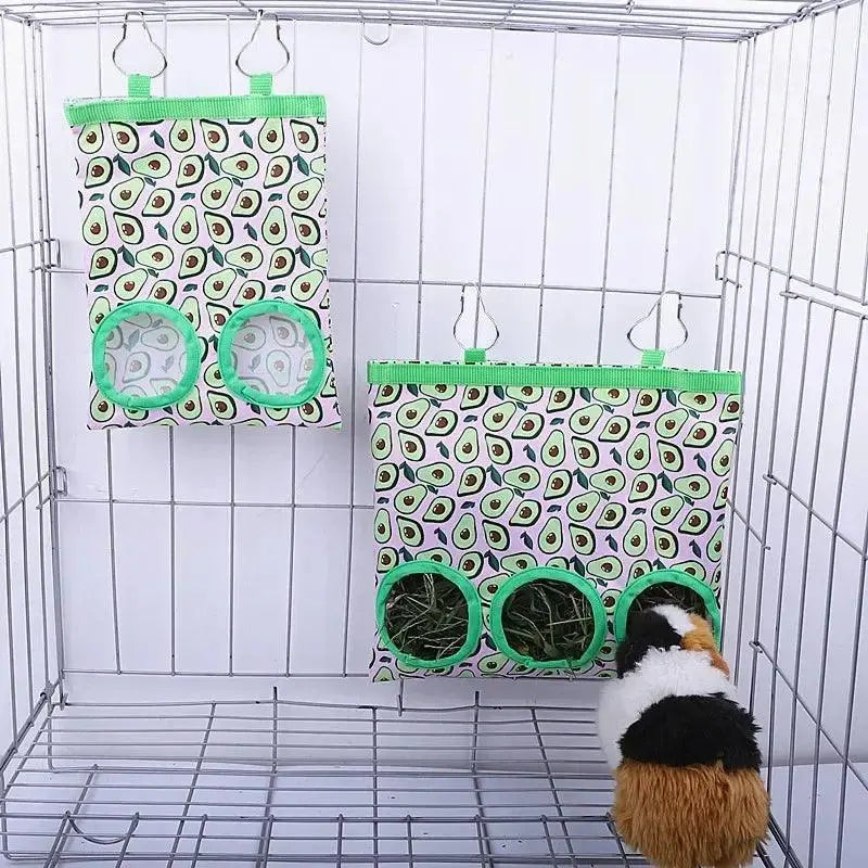 2/3 Holes Hanging Hay Bag for Bunny Guinea Pigs Small Animal Feeder Rabbit Food Dispensers Bag Cage Accessories Pet Feeding Bag - petguardiansupplies