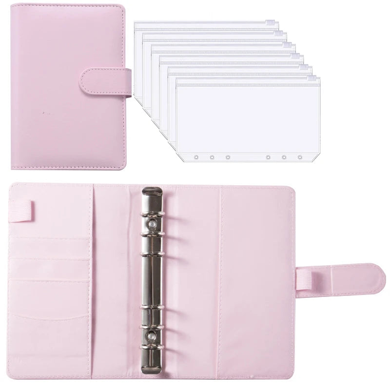 2024 A6 PU Leather Budget Binder Notebook Cash Envelopes System Set,with Binder Pockets for Money Budget Saving Bill Organizer - petguardiansupplies