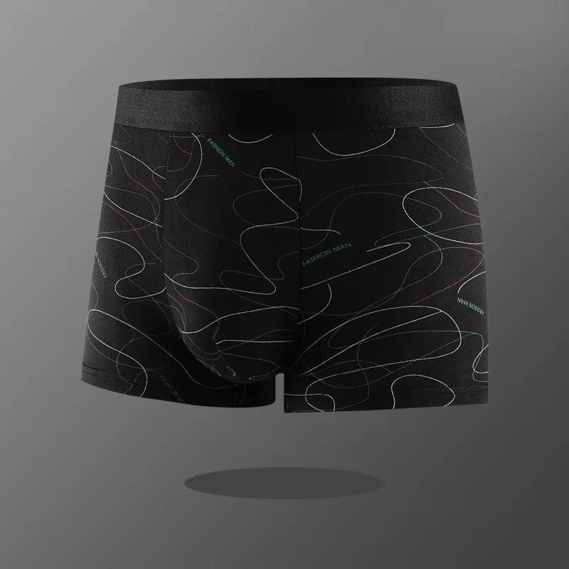 4Pcs Men's Boxer Line Printed Underpants U Convex Panties Sexy Underwear Antibacterial Breathable plus Size Men's Underwear - petguardiansupplies