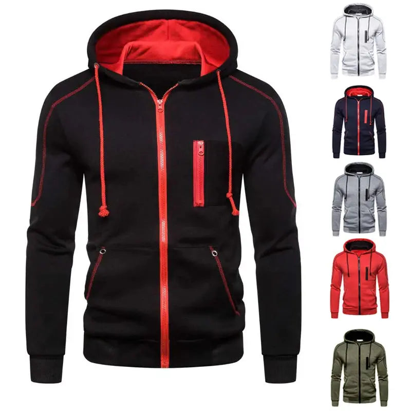 Men's Hoodie Black White Army Green Red Hooded Color Block Fleece Cool Casual Winter Clothing Apparel Hoodies Sweatshirts - petguardiansupplies