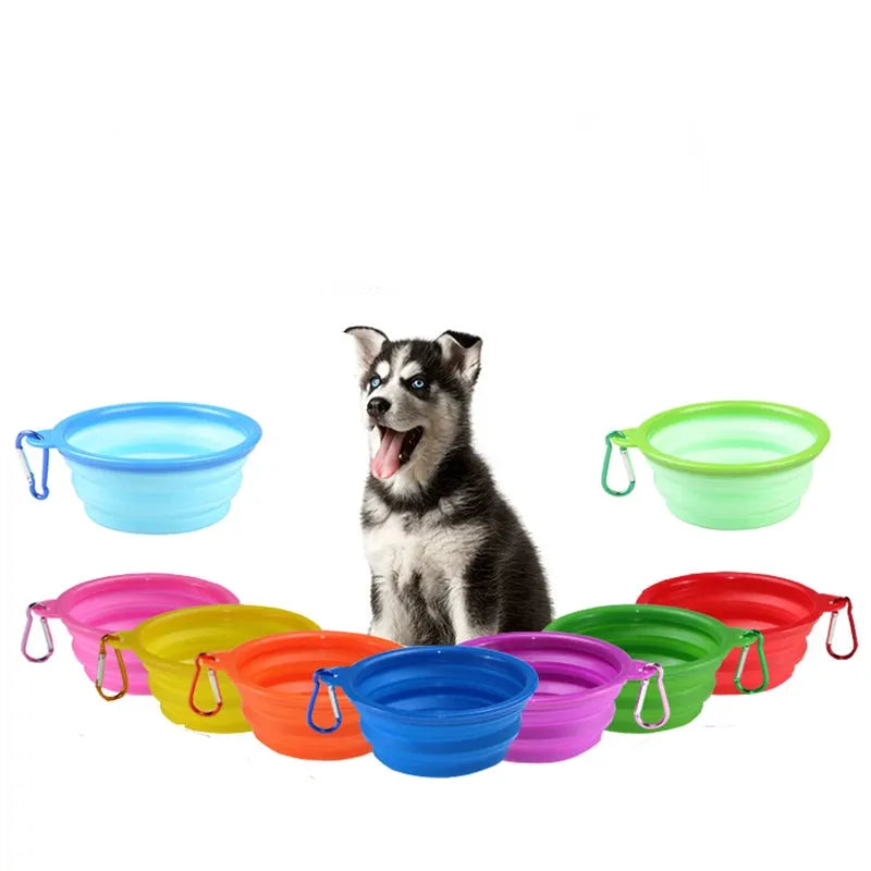 1000/350ml Solid Color Foldable Dog Bowl Food Container Collapsible Dog Bowl Water Dish Feeder Portable Water Bowl for Pet Cats - petguardiansupplies