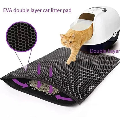 Cat Litter Mat With Gift Double Layer Waterproof Pet Litter Box Mat Non-slip Sand Cat Pad Washable Bed Mat Clean Pad Products - petguardiansupplies