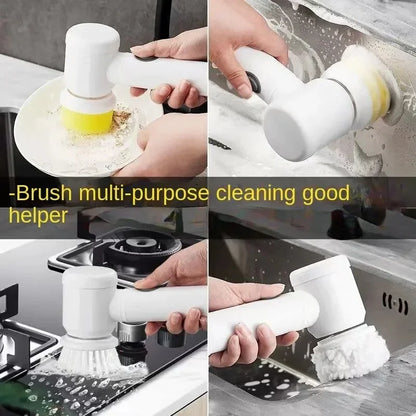 New Power Scrubber 5 Replaceable Brush Heads Electric Spin Scrubber Bathroom Cleaning Brush Power Scrubber Electric Brush Home - petguardiansupplies