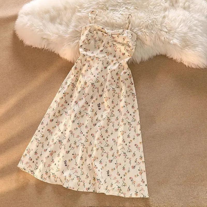 2024 Autumn New Fragmented Flower Tank Dress Elegant Dress Knitted Cardigan Warm Match Autumn Suit - petguardiansupplies