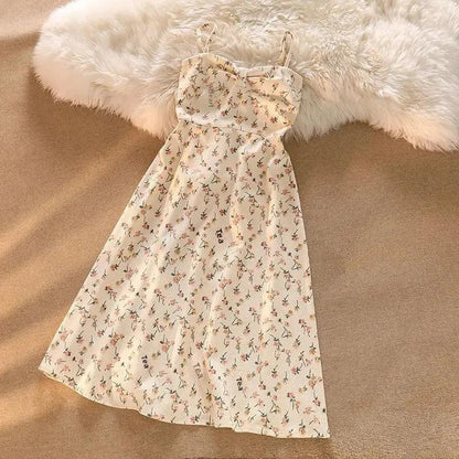 2024 Autumn New Fragmented Flower Tank Dress Elegant Dress Knitted Cardigan Warm Match Autumn Suit - petguardiansupplies