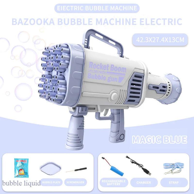 2022 Hot Kids Gatling Bubble Gun Toy 44-Hole Charging Electric Automatic Bubble Machine Summer Outdoor Soap Water Boy Girl Toys - petguardiansupplies