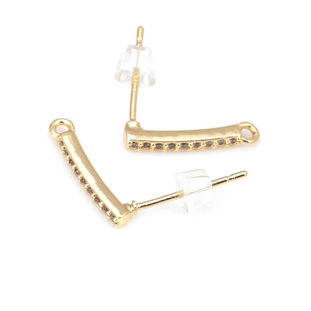 Star Round Rectangle 18K Gold Color Brass and Zircon Stud Earrings Pins Earring Jewelry Making Supplies Diy Findings Accessories - petguardiansupplies