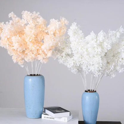 107CM Silk Hydrangea White Branch Snow All Over The Sky DIY Artificial Cherry Home Party Decoration Wedding Arch Decoration - petguardiansupplies