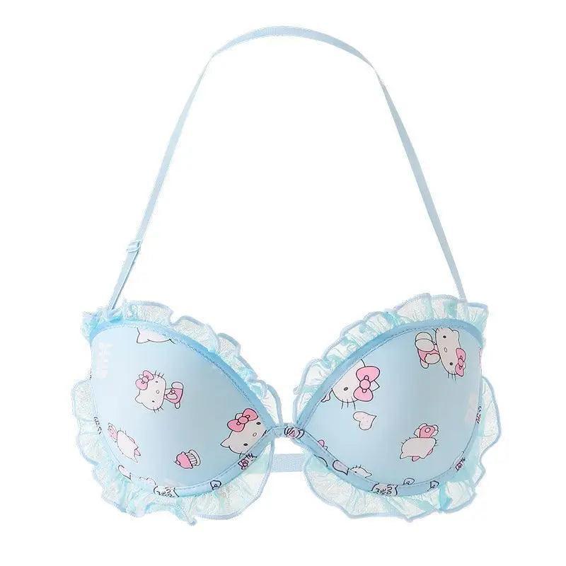 Sanrio Hello Kitty Pants Anime Figure Y2K Sweet Girl Pink Underwear Fashion Kawaii Small Chest Gathering Bra Without Steel Ring - petguardiansupplies