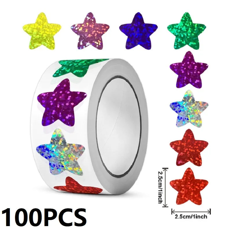 100-500PCS New Stars Stickers Thank You Stickers Photocard Decor for Kids Children Packaging Pack Stickers Roll Rolling Lables - petguardiansupplies