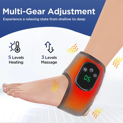 Cordless Electric Foot Ankle Massager with Heat Vibration for Sports Recovery Warm Support Brace Belt - petguardiansupplies