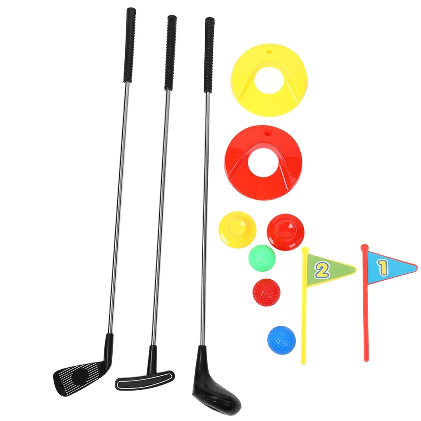 Kids Golf Toy Set Metal Golf Club Golf Ball Golf Tee And Practice Holes With Flag Portable Sport Toy - petguardiansupplies