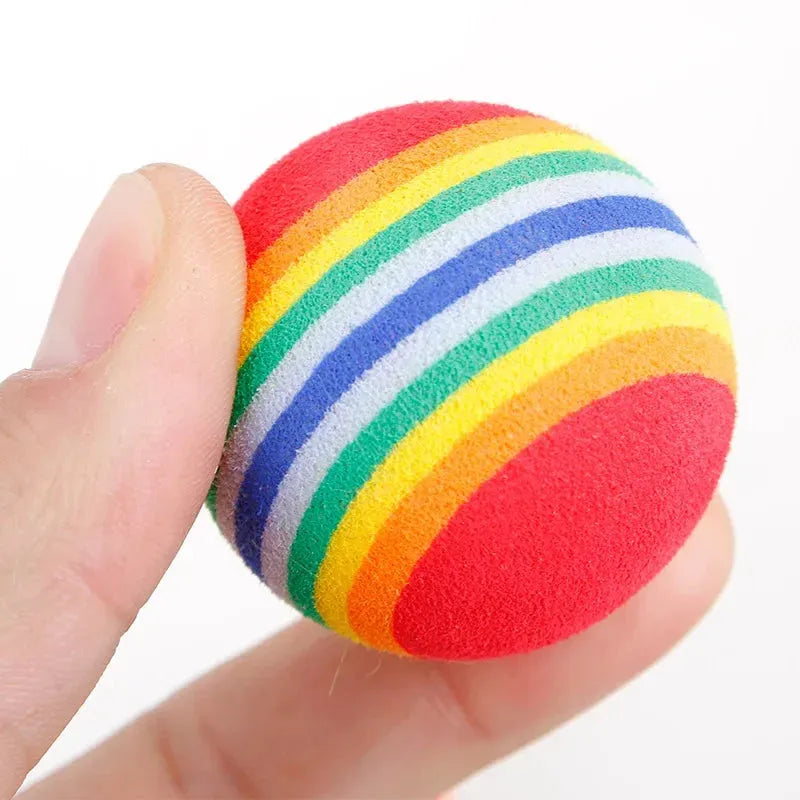 10PCS Rainbow Cat Toys Ball Interactive Cat Dog Play Chewing Rattle Scratch Ball Training Balls Pet Toys Supplies - petguardiansupplies