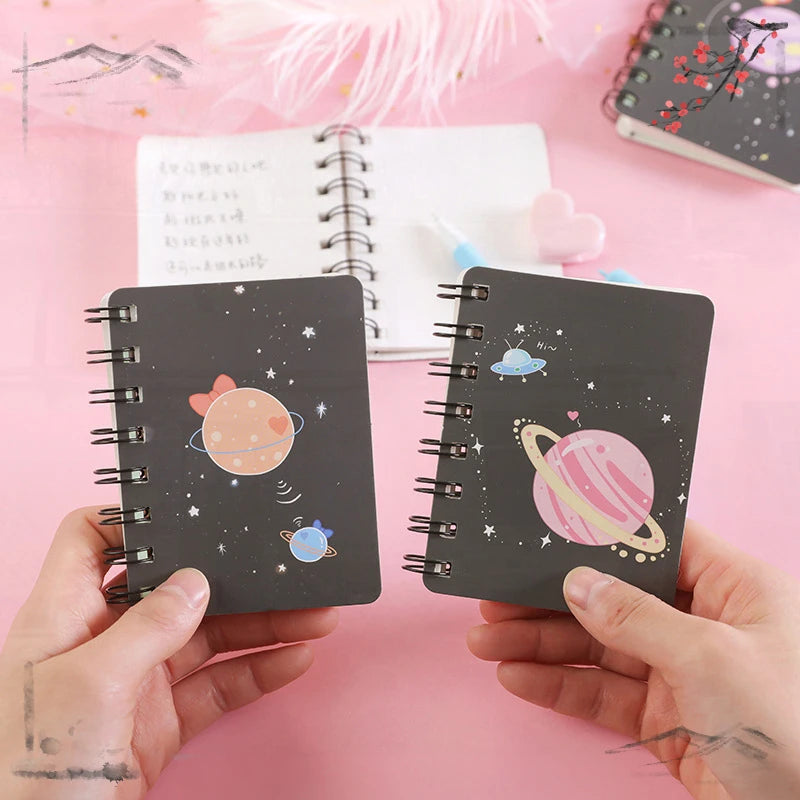 1 Pcs Planet Flip Coil Book Student Portable Pocket Notebooks Mini Notebook A7 Mini Notes School Supplies Office Stationery - petguardiansupplies