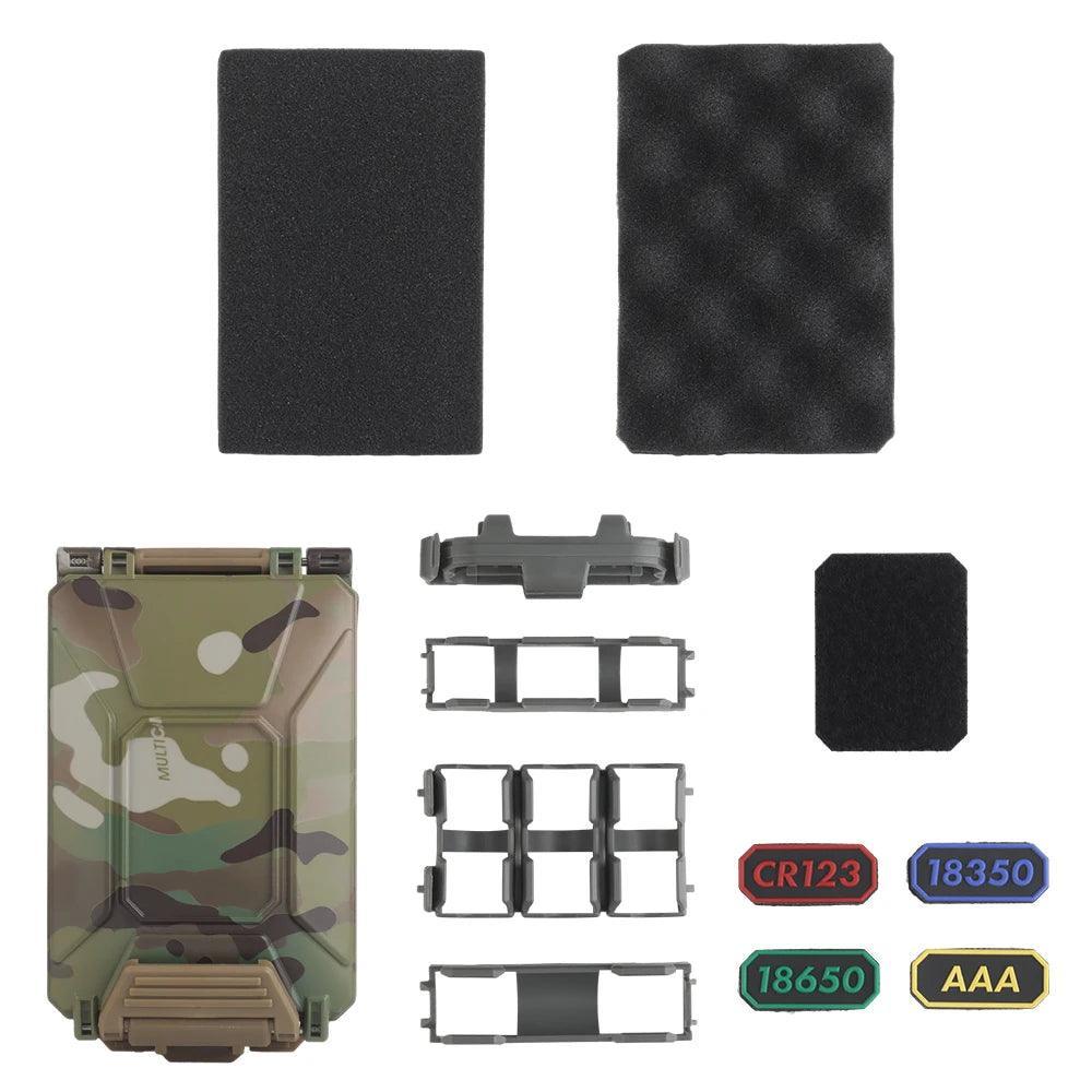 Battery Storage Box Tactical Case for CR2032 AAA 18650 18350 CR123A MOLLE Airsoft Vest Militar Modular Mag Pouch Waterproof - petguardiansupplies