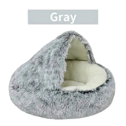 Soft Plush Pet Bed with Cover Round Cat Bed Pet Mattress Warm Cat Dog 2 in 1 Sleeping Nest Cave for Small Dogs - petguardiansupplies