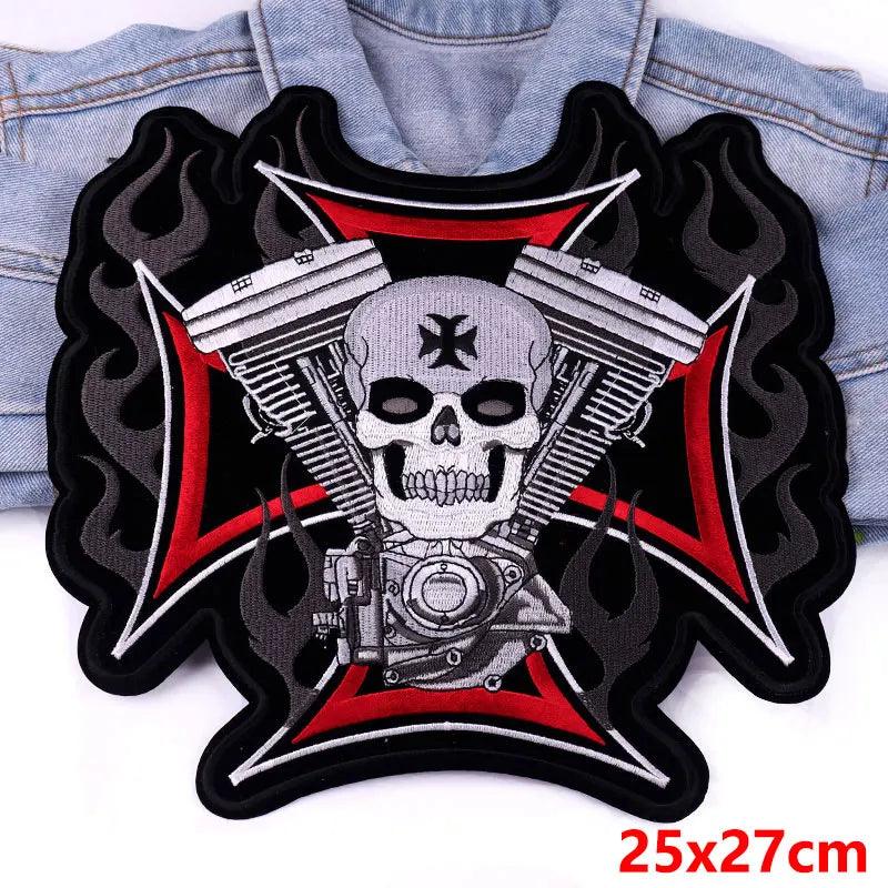 LAND FREE BRAVE Patch Large Back Embroidered Patches Motorcycle Biker Sewing Patch Iron On Patches For Clothing Jacket Jeans DIY - petguardiansupplies