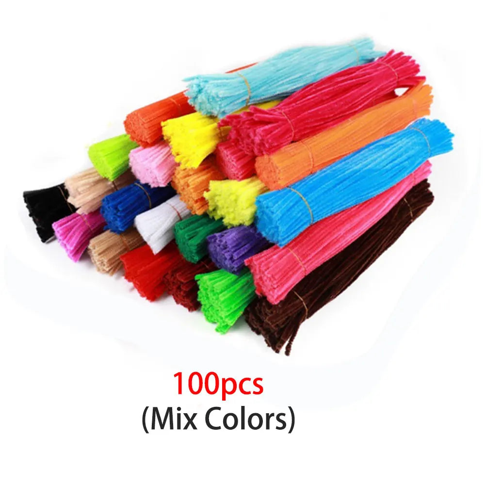 Colorful Pipe Cleaners Craft Kit Popsicle Plush Sticks Pompoms Stickers DIY Arts Supplies Children Kids Montessori Education Toy - petguardiansupplies