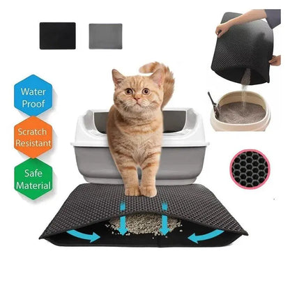 1pc, Cat Litter Mat, Cat Waterproof Litter Trapping Mat,Double Layer Filter Washable Non Slip Cat Mat For Cleaning, Pet Supplies - petguardiansupplies