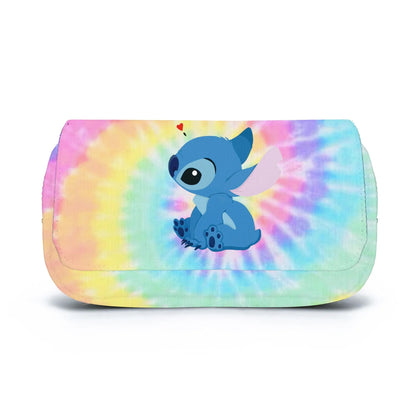 BANDAI Stitch Fully Printed Flap Pen Bag Stationery Box Cartoon Large Capacity Pencil Case Cute Anime Bags Student School Bag - petguardiansupplies