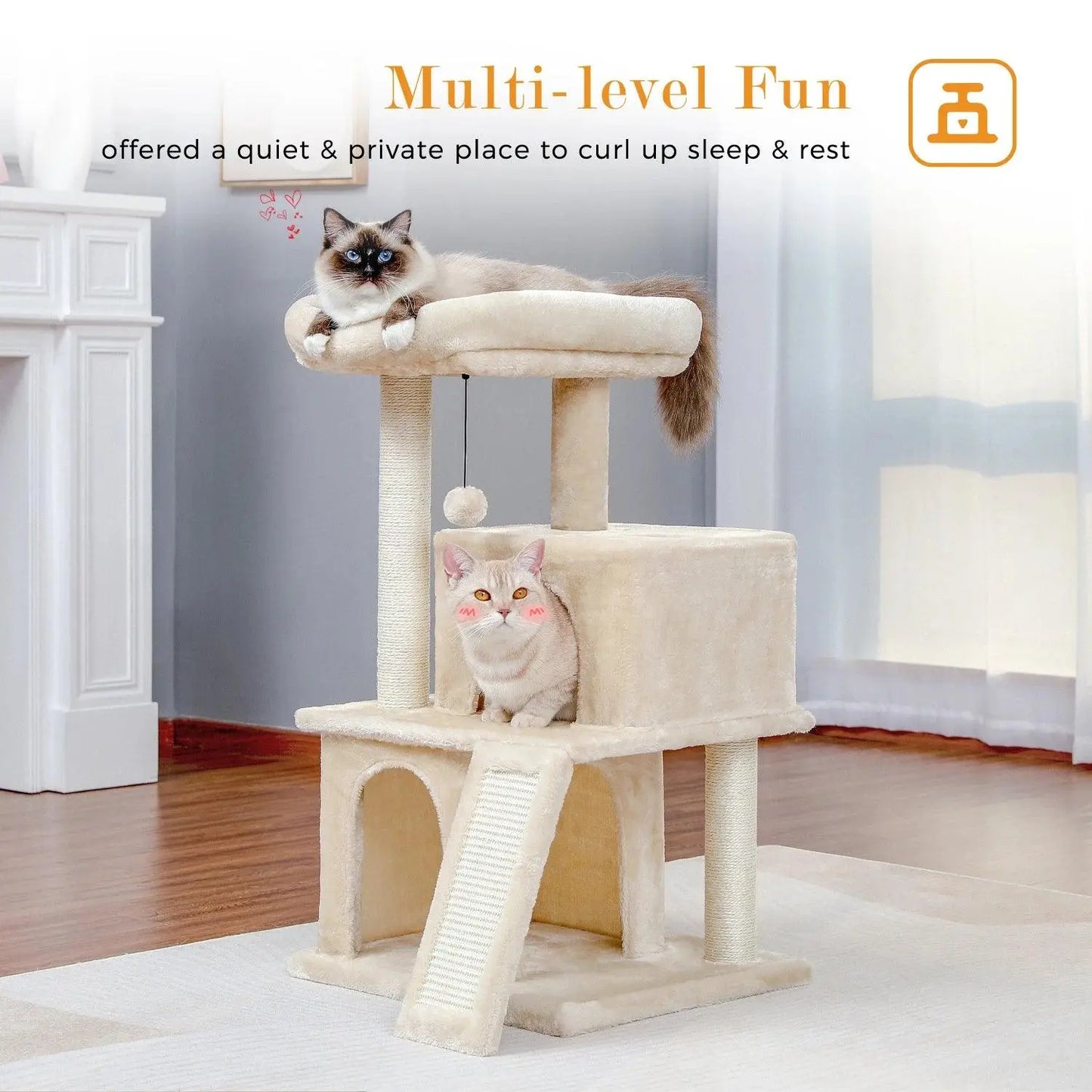 Speedy Pet Multifunctional Chair Creative Cube House with Scratching Removable Pad Cushions Pet Activity Cat Tree with Ball - petguardiansupplies