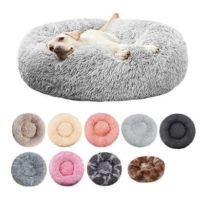 Round Dog Bed Winter Warm Cat Bed Plush Basket for Dog Washable Pet Bed for Small Medium Large Dog Sofa Cat - petguardiansupplies