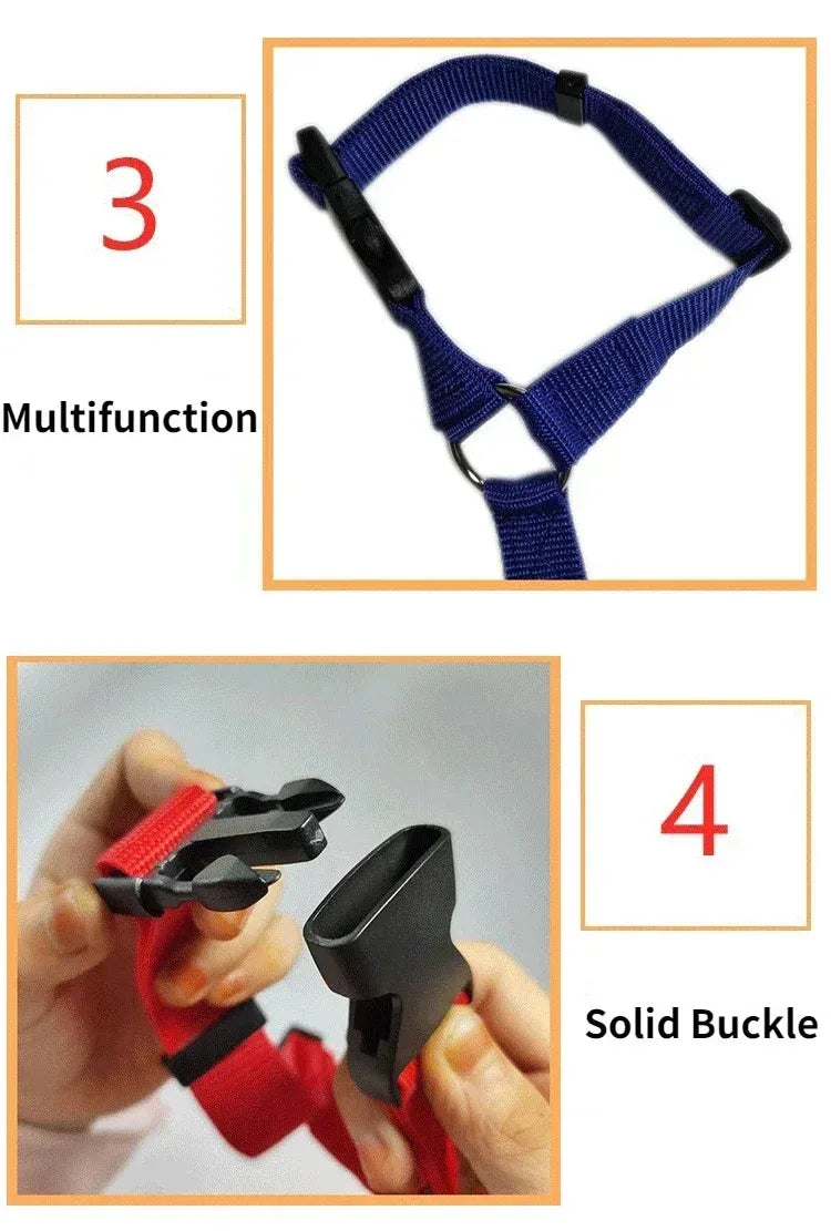 Solid Color Two-in-one Pet Car Seat Belt Nylon Lead Leash Backseat Safety Belt Adjustable Dogs Harness Collar Pet Accessories - petguardiansupplies