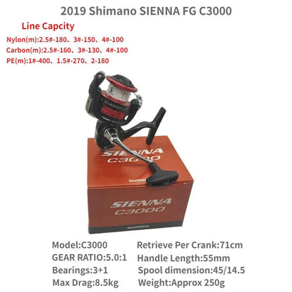 2019 SHIMANO SIENNA FG 500 1000 2000 2500 2500HG C3000 4000 Spining Fishing Reel - petguardiansupplies