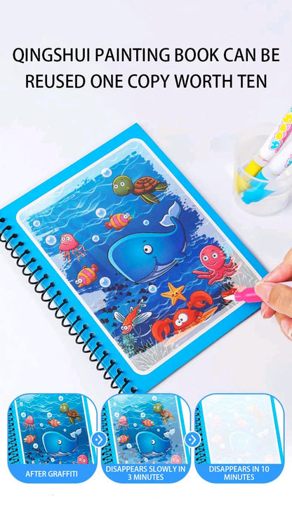 Children Early Education Toys Magical Book with Pen Water Drawing Montessori Toys Gift Reusable Coloring Book Magic Drawing Book - petguardiansupplies