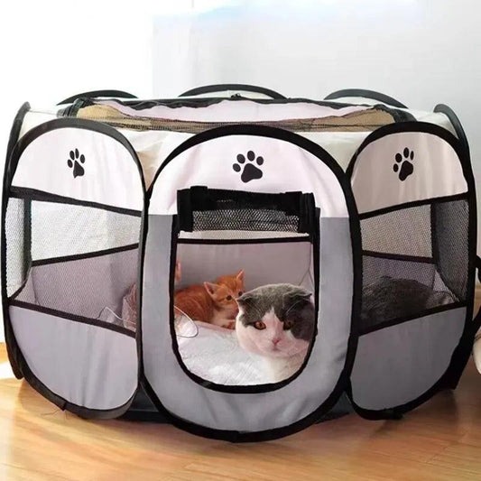 Portable Foldable Pet Tent Kennel Octagonal Fence Puppy Shelter Easy To Use Outdoor Easy Operation Large Dog Cages Cat Fences - petguardiansupplies