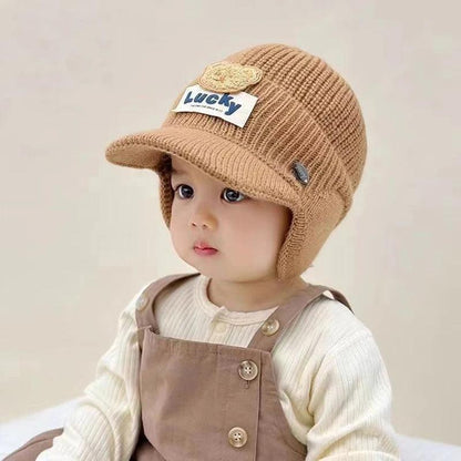 Korean Kids Knit Ear Protection Baseball Hat 4-6year Children Windproof Cold Resistant Earmuffs Cap Winter Warm Baby Wool Beanie - petguardiansupplies