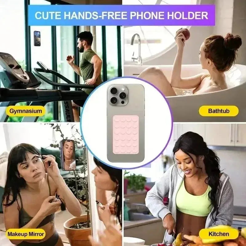 Phone Silicone Suction Cup Holder Multifunctional Suction Cup Wall Stand Square Anti-Slip Single-Sided Case Mount Back Sticker - petguardiansupplies