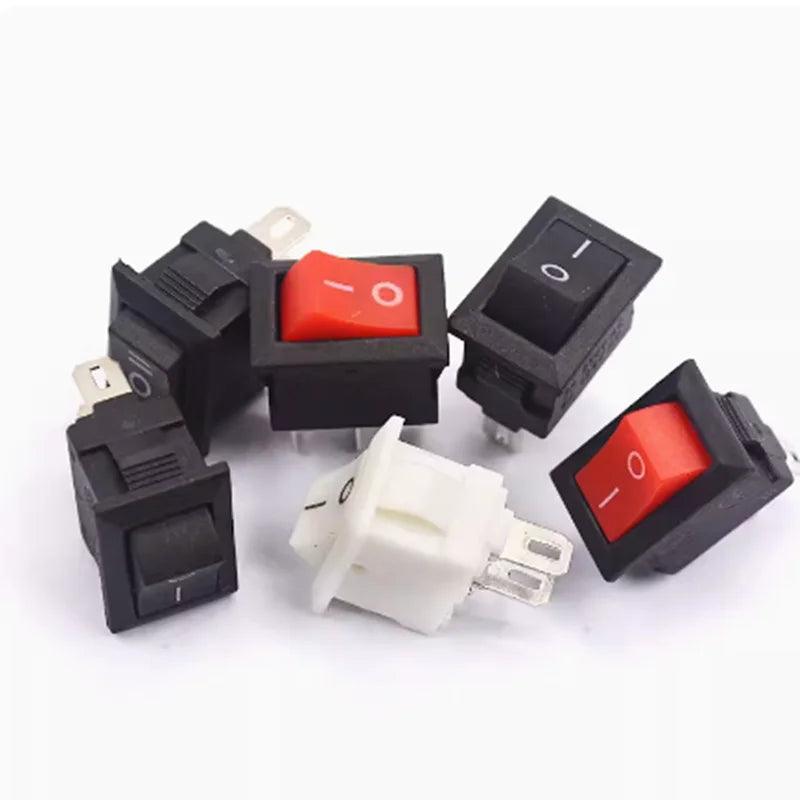 10PCS 15*21mm 2 Pin SPST ON/OFF Boat Rocker Switch 6A 250V KCD1 KCD1-101 Snap-in Black Rocker Switch - petguardiansupplies