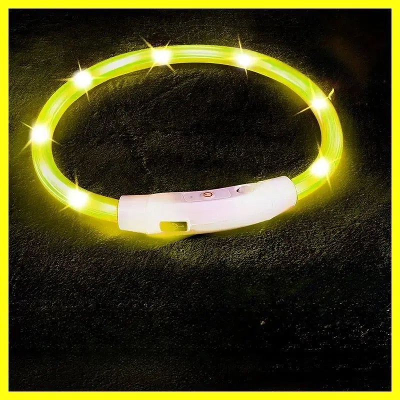 40/50/70cm Led Dog Collar USB Rechargeable Pet Dog Night Luminous Charge Collar Glowing Necklace Collar Safety Night Light - petguardiansupplies