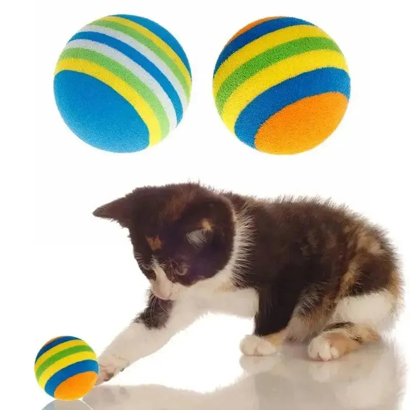 10Pcs Colorful Cat Toy Ball Interactive Cat Toys Play Chewing Rattle Scratch Natural Foam Ball Training Pet Supplies - petguardiansupplies