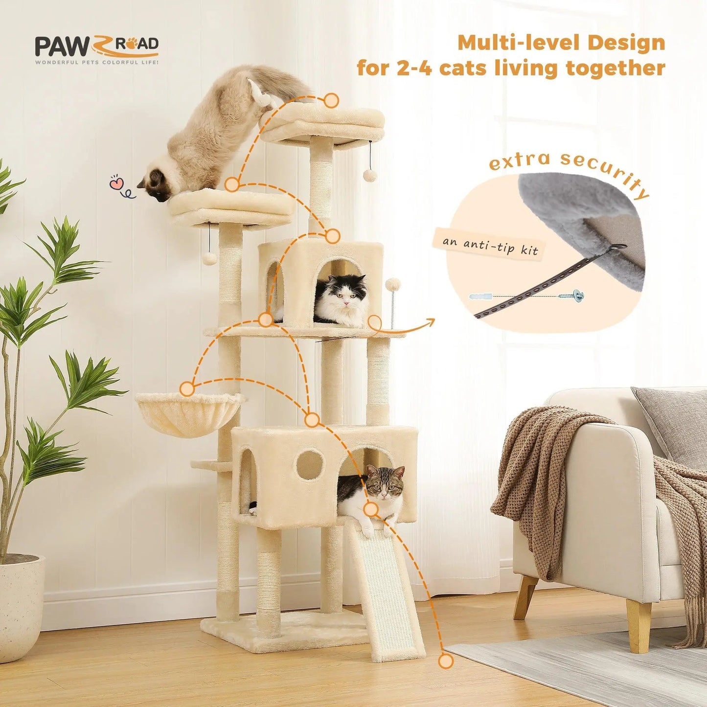 Speedy Pet Multifunctional Chair Creative Cube House with Scratching Removable Pad Cushions Pet Activity Cat Tree with Ball - petguardiansupplies