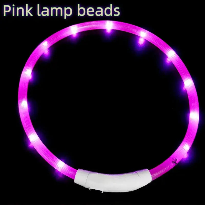 40/50/70cm Led Dog Collar USB Rechargeable Pet Dog Night Luminous Charge Collar Glowing Necklace Collar Safety Night Light - petguardiansupplies