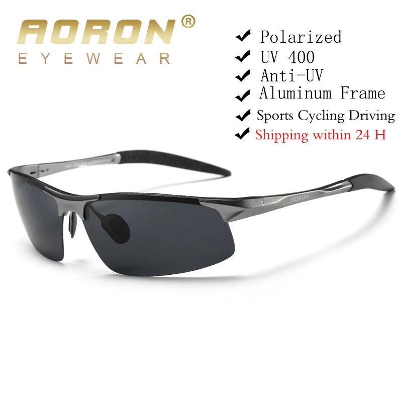 AORON Driving Polarized Sunglasses Men Aluminum Magnesium Frame Sport Sun Glasses Driver Retro Goggles Sunglass UV400 Anti-Glare - petguardiansupplies