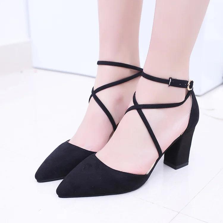 2020 Sandalias femeninas high heels Autumn Flock pointed sandals sexy high heels female summer shoes Female sandals mujer s040 - petguardiansupplies