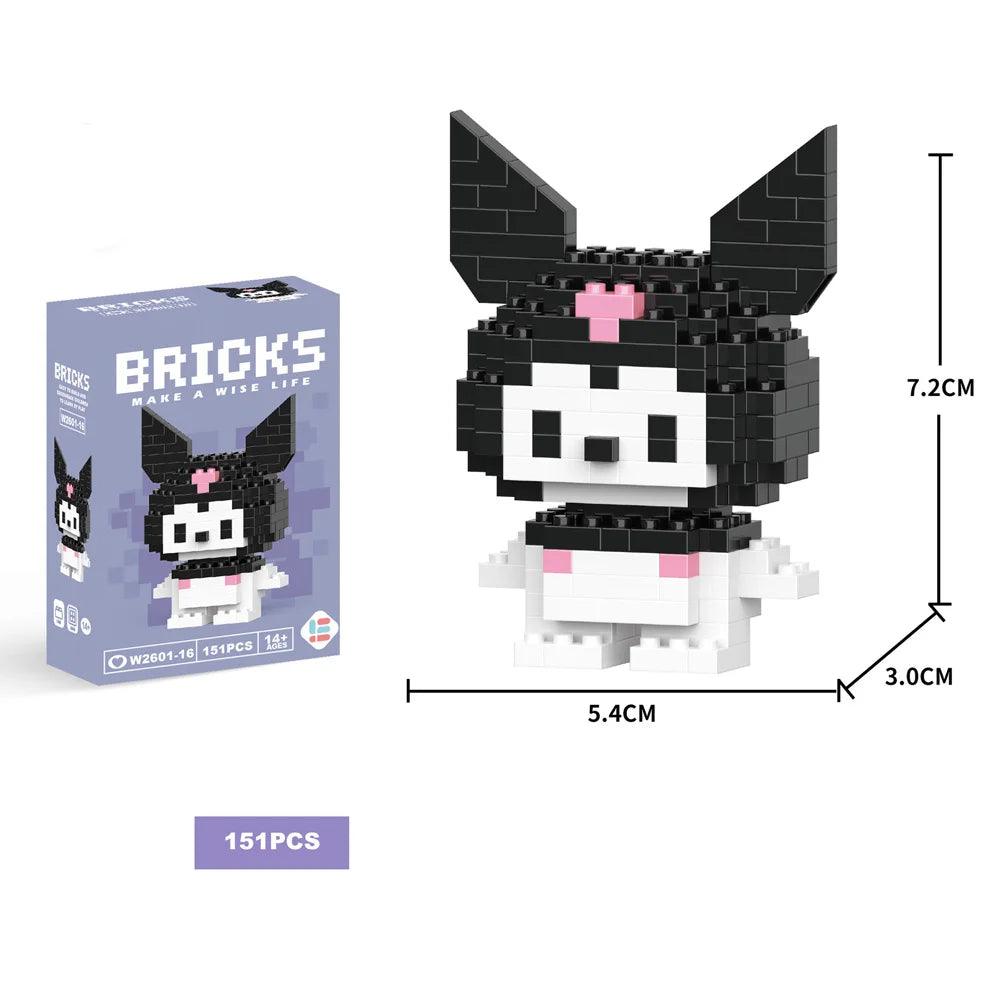 Building Blocks Kuromi Anime Figure Melody Cartoon Kids Toys Blocks for Lego Cute Hello Kitty Particles Assembled Blocks - petguardiansupplies