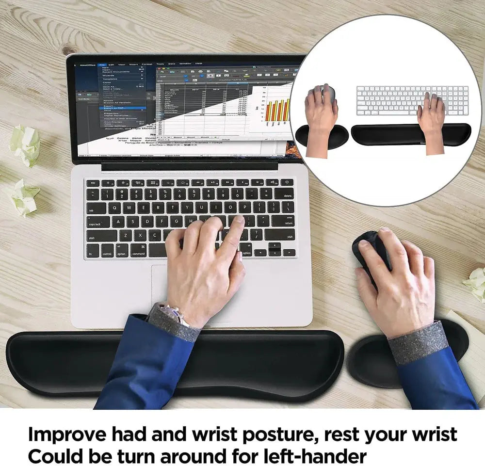 Keyboard Wrist Rest Mouse Pad with Wrist Support Memory Foam Keyboard Pad Set Ergonomic Mousepad for Office Gaming PC Laptop - petguardiansupplies